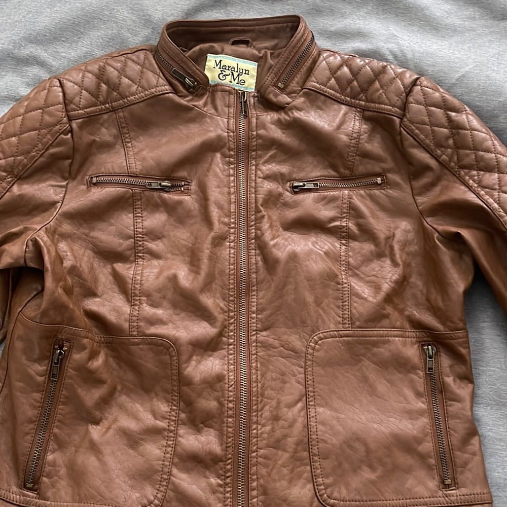 maralynn & me brown leather jacket size xl